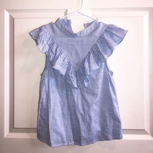 Seersucker Top with Ruffles